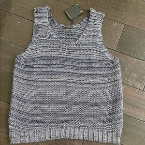 Massimo Dutti Navy and Gray Striped Knit Tank